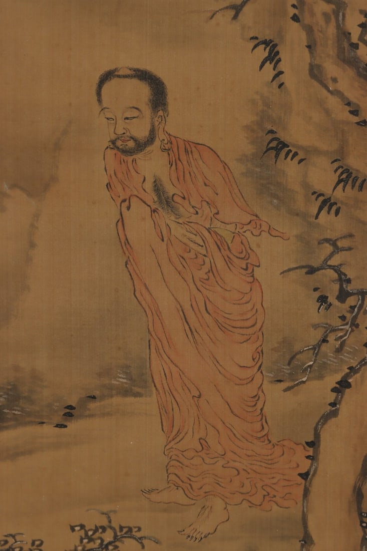 A Chinese Vertical Scroll Ink Painting of Dharma on Paper,Lu Lingjia - 7