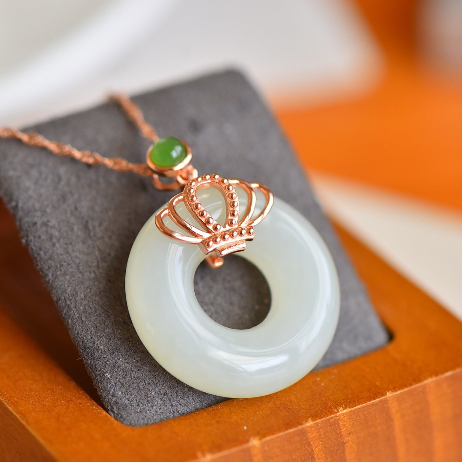 An Exquisite Sterling Silver-Gold Plated Inlaid White Jade Pendant,Inlaid Jasper - 5