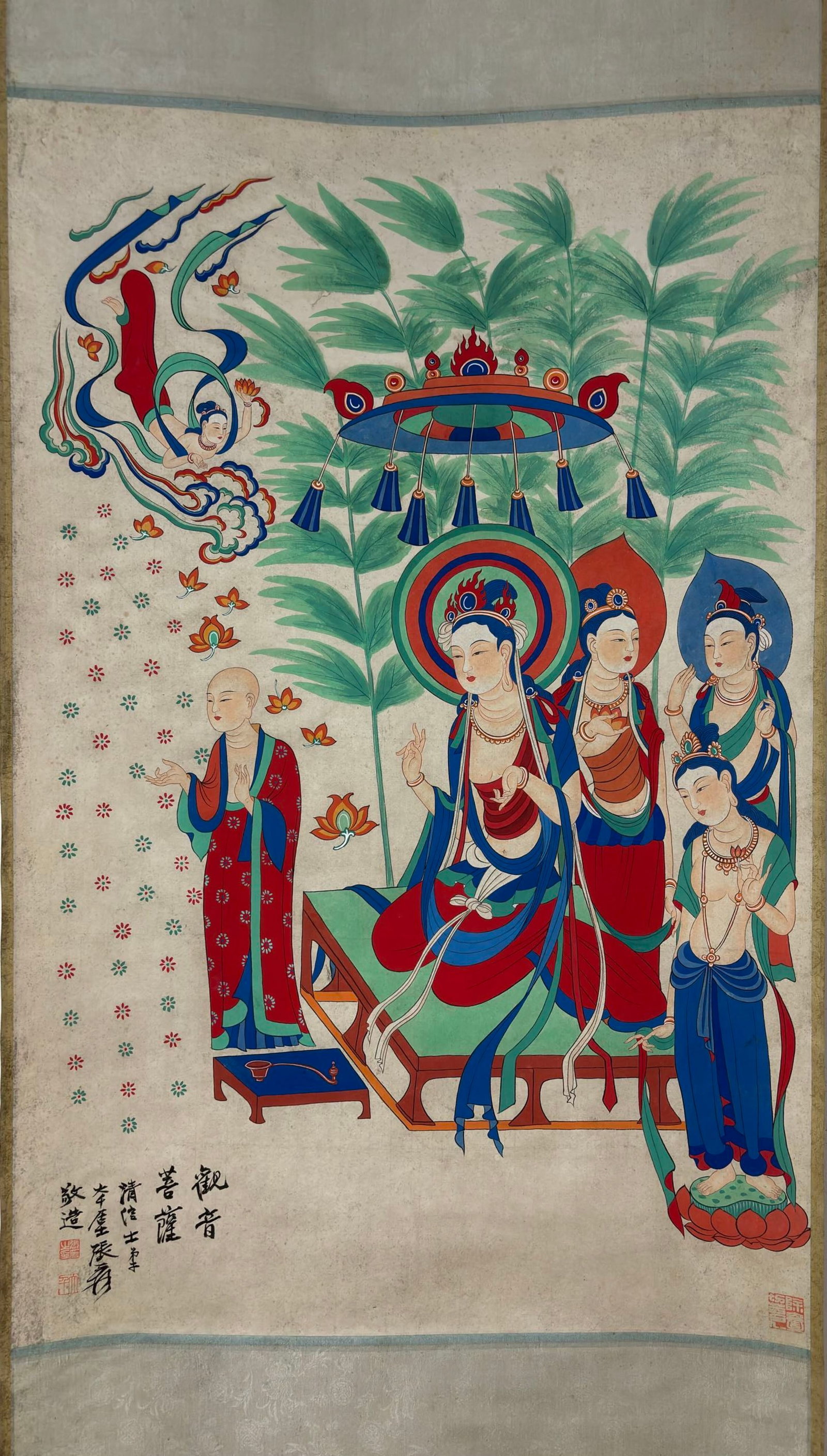 A Chinese Vertical Scroll Ink Painting of Buddha Statue on Paper,Zhang Daqian - 2