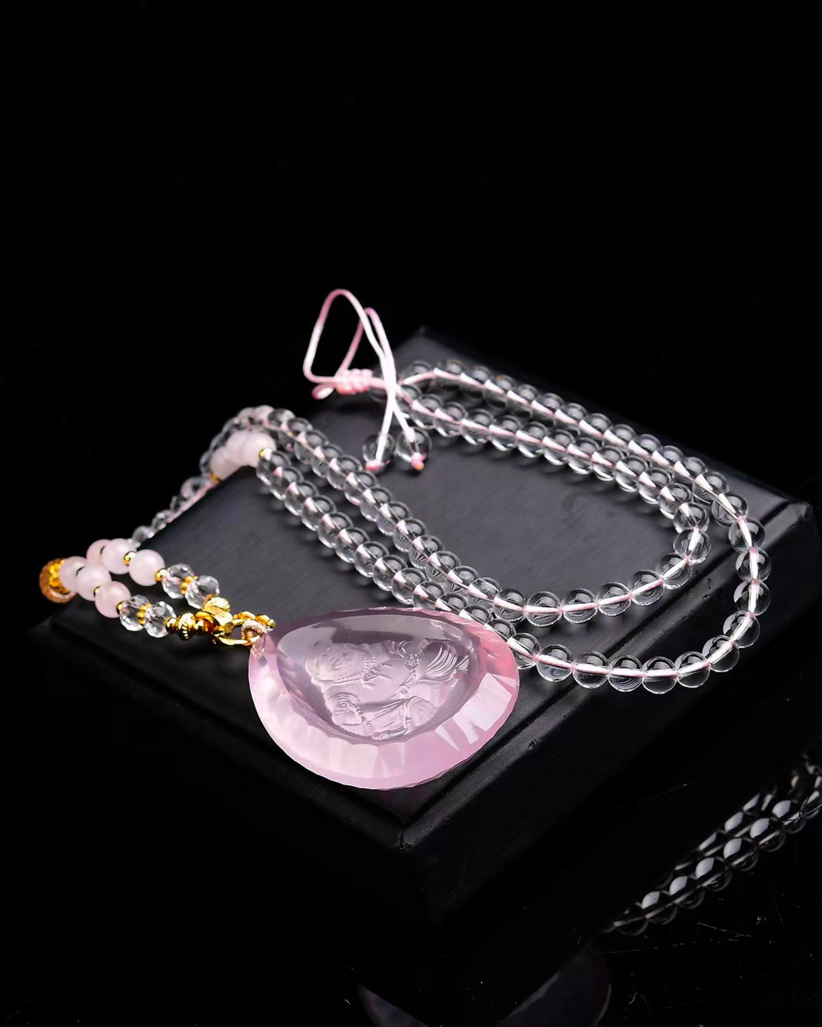An Exquisite Crystal Statue of Maitreya Buddha Pattern Pendant - 5