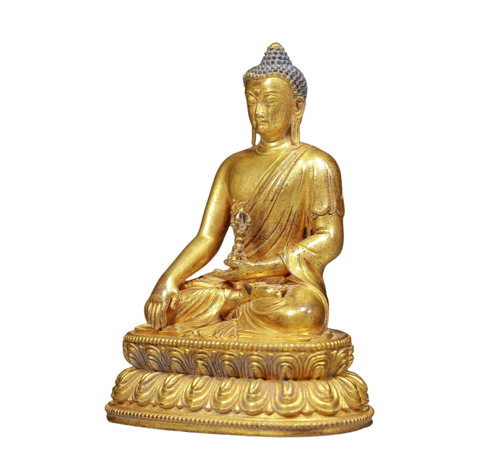 A Solemn Gilt Bronze Statue of Sakyamuni - 2