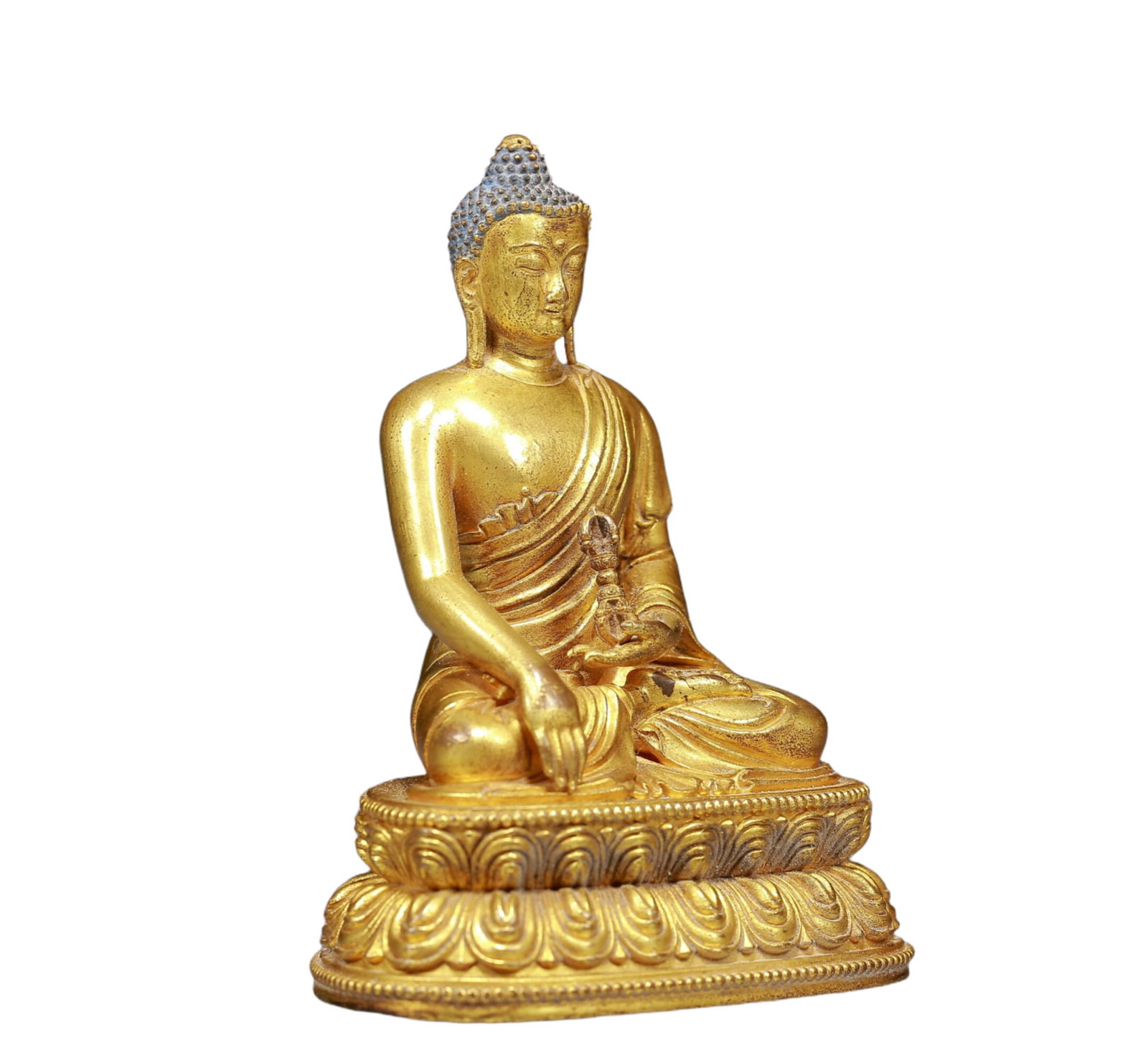 A Solemn Gilt Bronze Statue of Sakyamuni - 3
