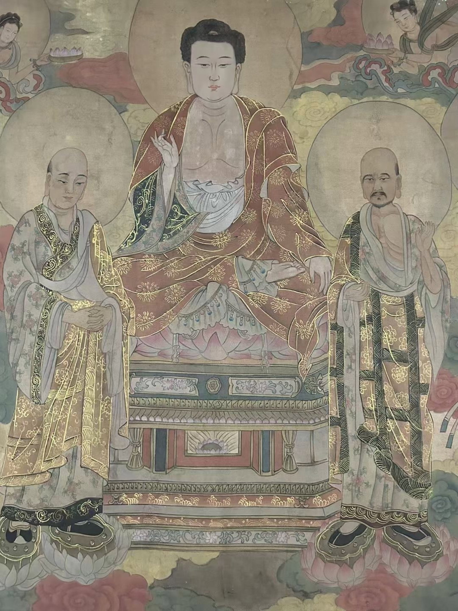 A Chinese Hand Scroll Ink Painting of Buddha Statue on Silk,Ding Guanpeng - 5