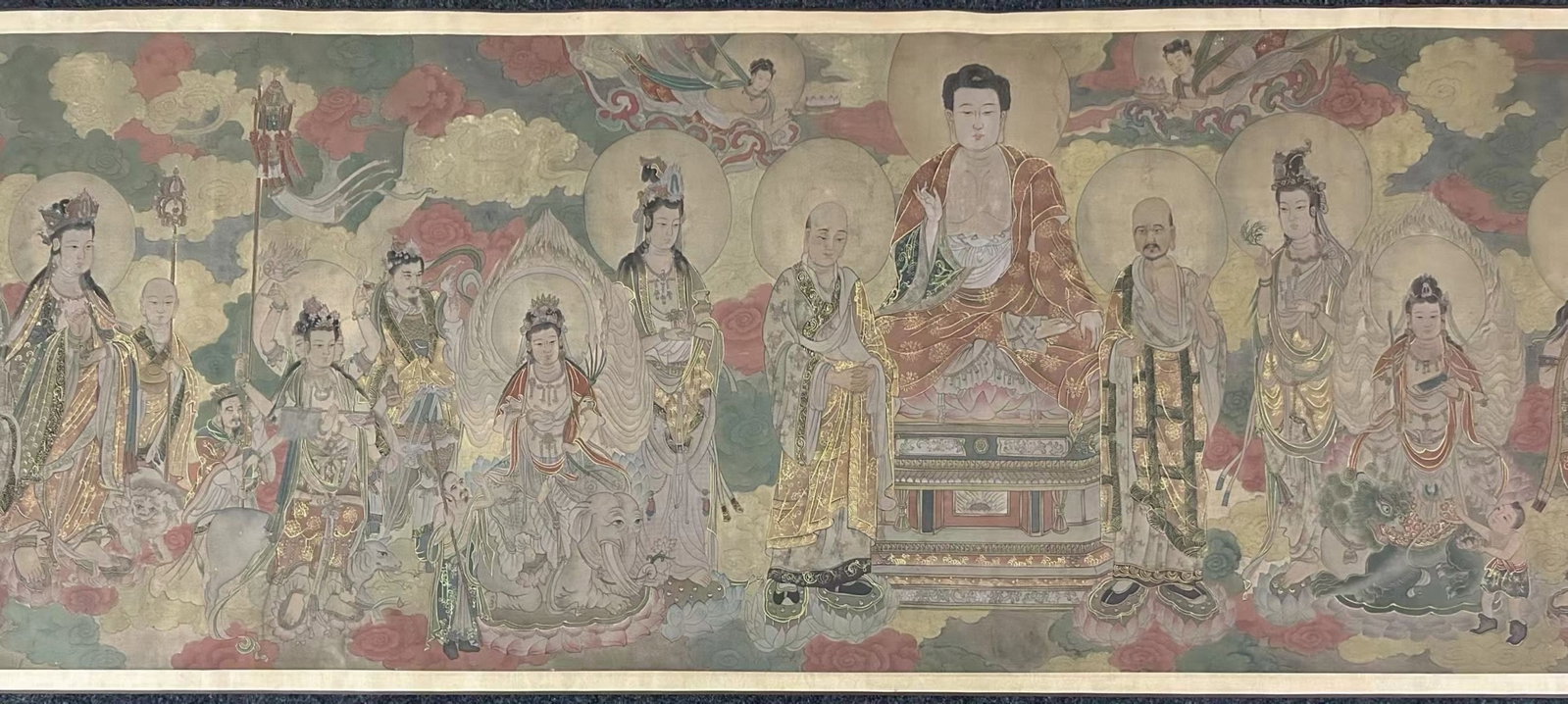 A Chinese Hand Scroll Ink Painting of Buddha Statue on Silk,Ding Guanpeng - 6