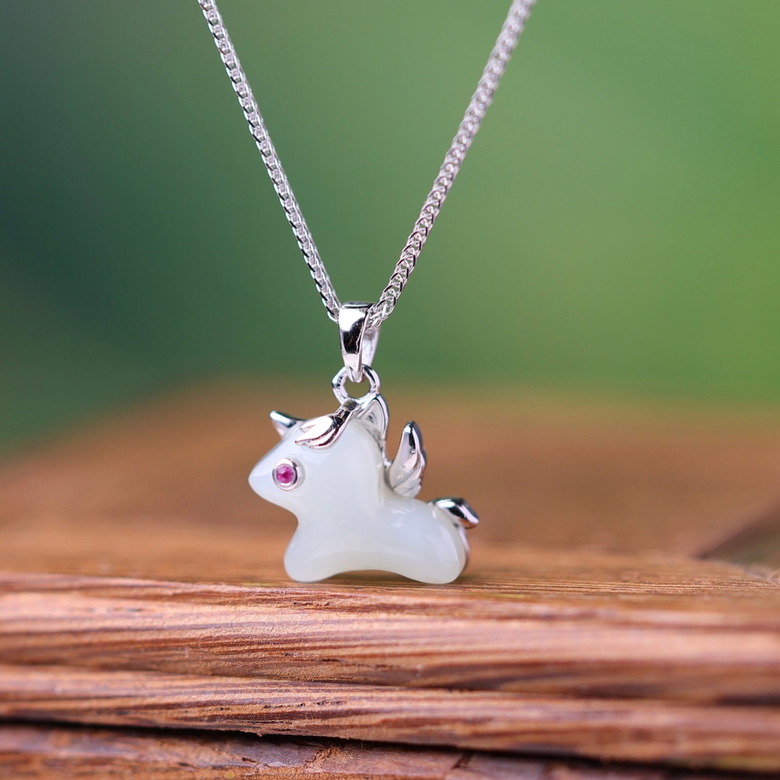 An Exquisite Sterling Silver Inlaid White Jade Pendant - 2