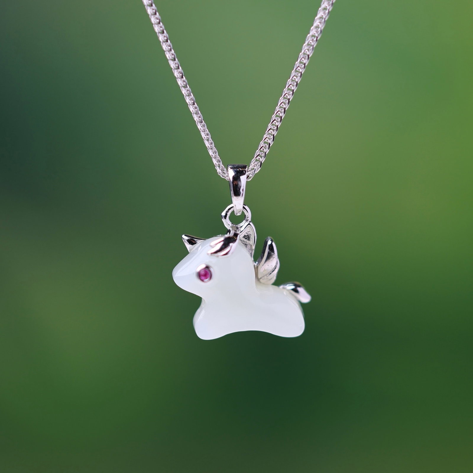 An Exquisite Sterling Silver Inlaid White Jade Pendant - 3