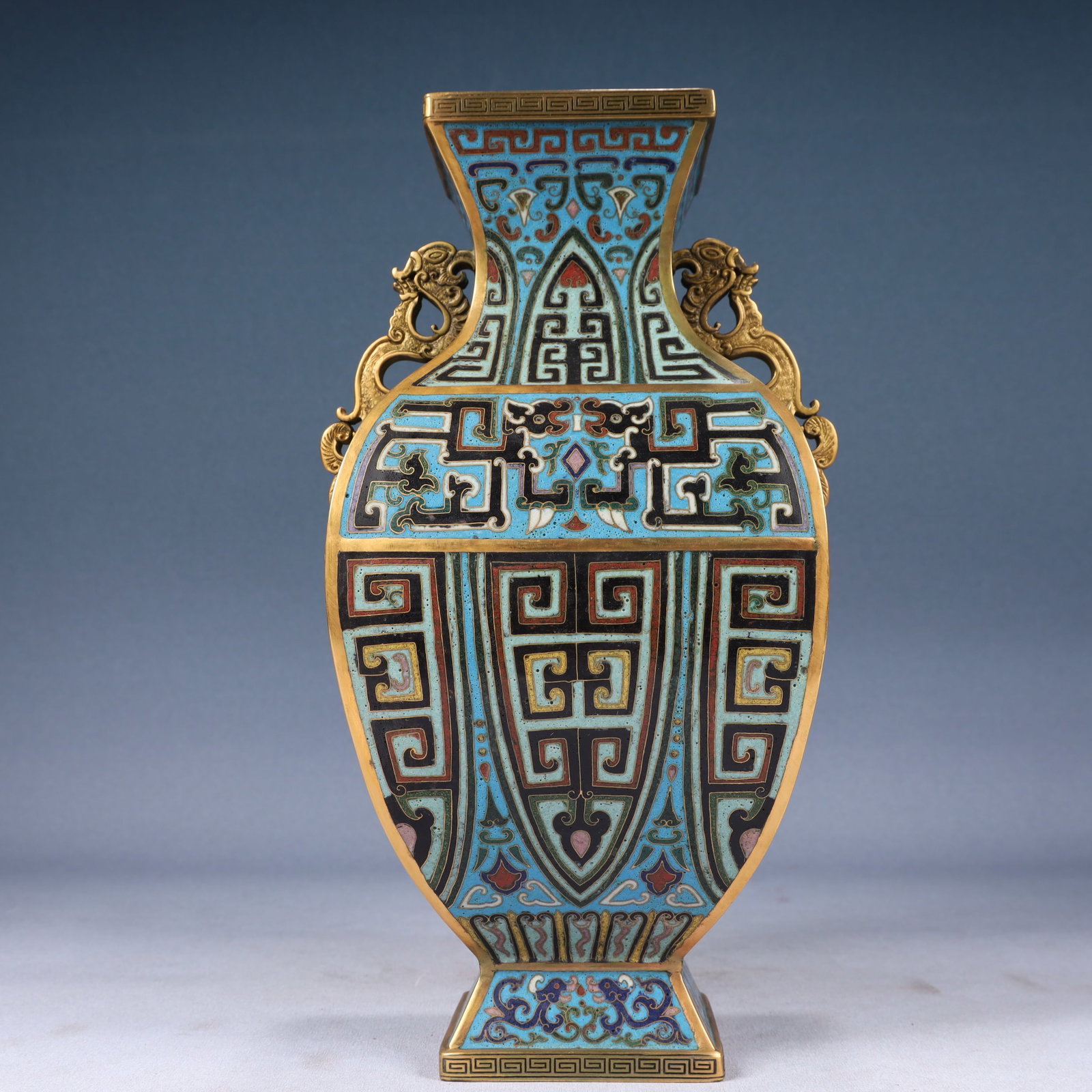 A Pair of Rare Cloisonne Chi-Dragon Pattern Dragon-Ears Vases - 10