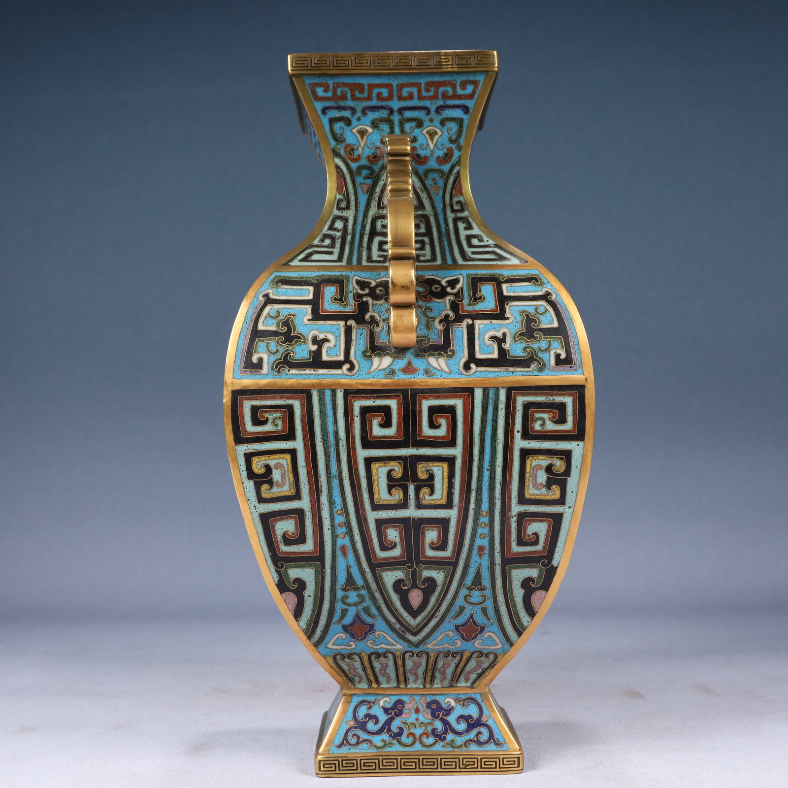 A Pair of Rare Cloisonne Chi-Dragon Pattern Dragon-Ears Vases - 11