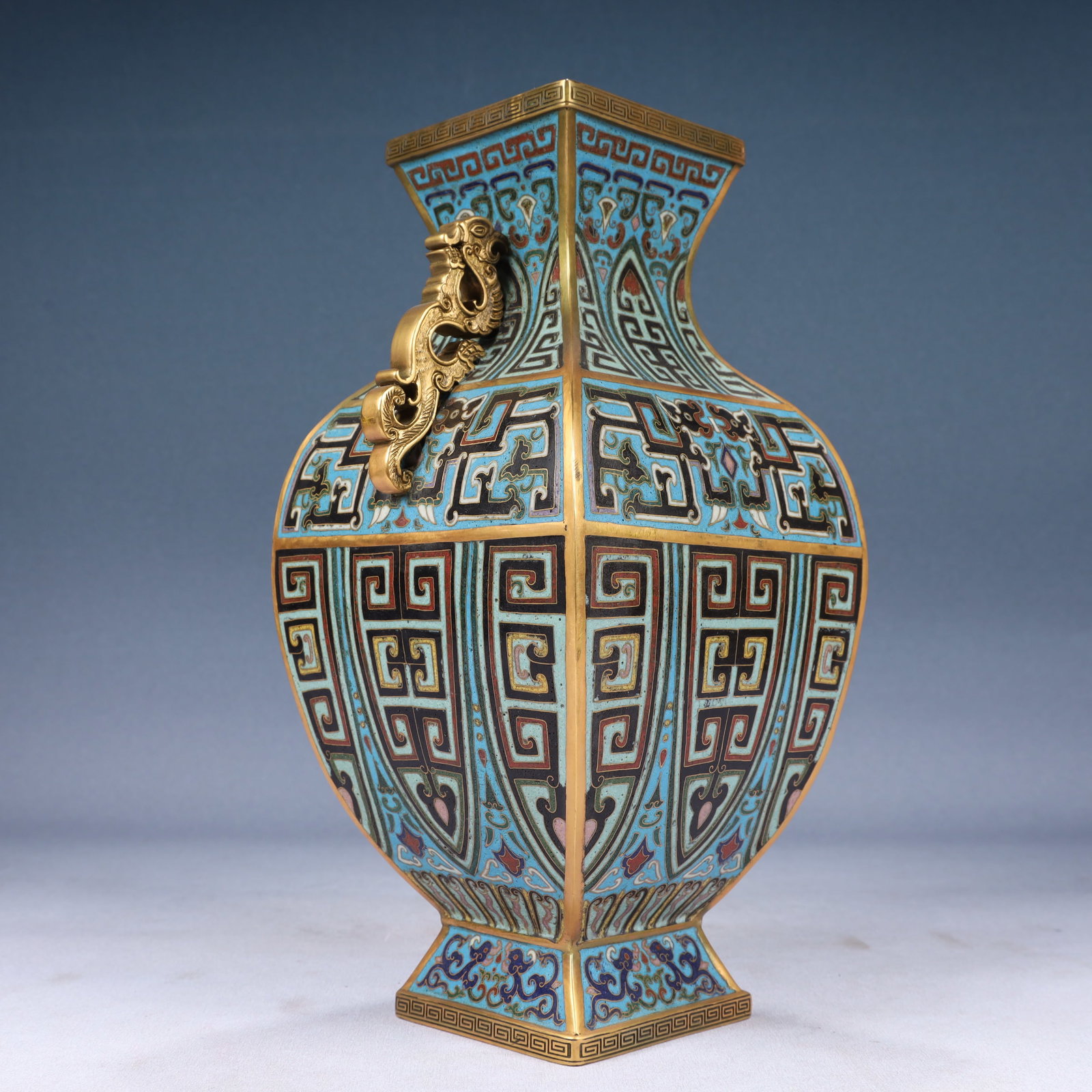 A Pair of Rare Cloisonne Chi-Dragon Pattern Dragon-Ears Vases - 12