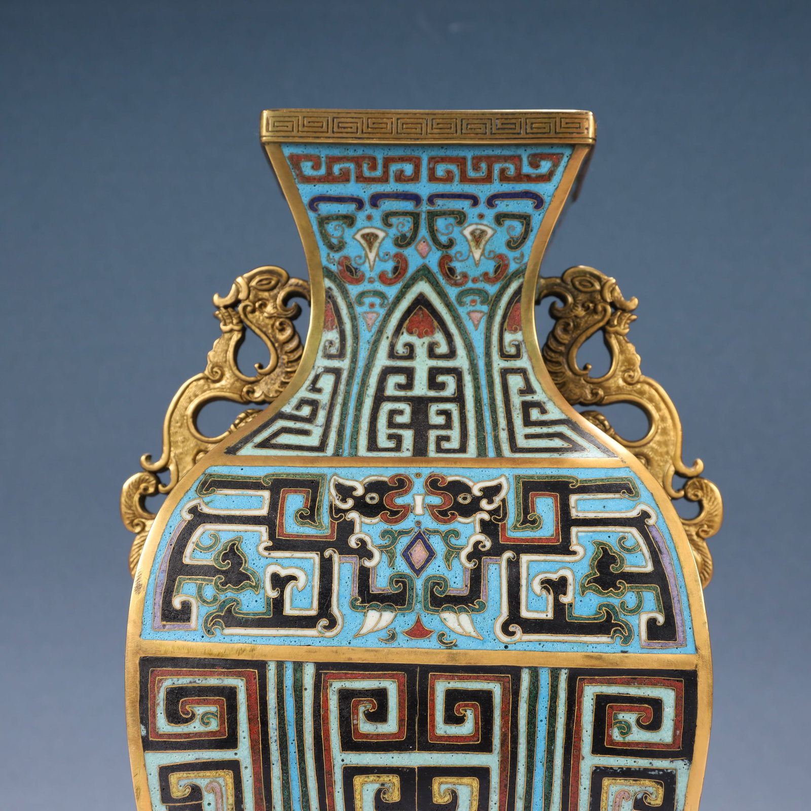 A Pair of Rare Cloisonne Chi-Dragon Pattern Dragon-Ears Vases - 6