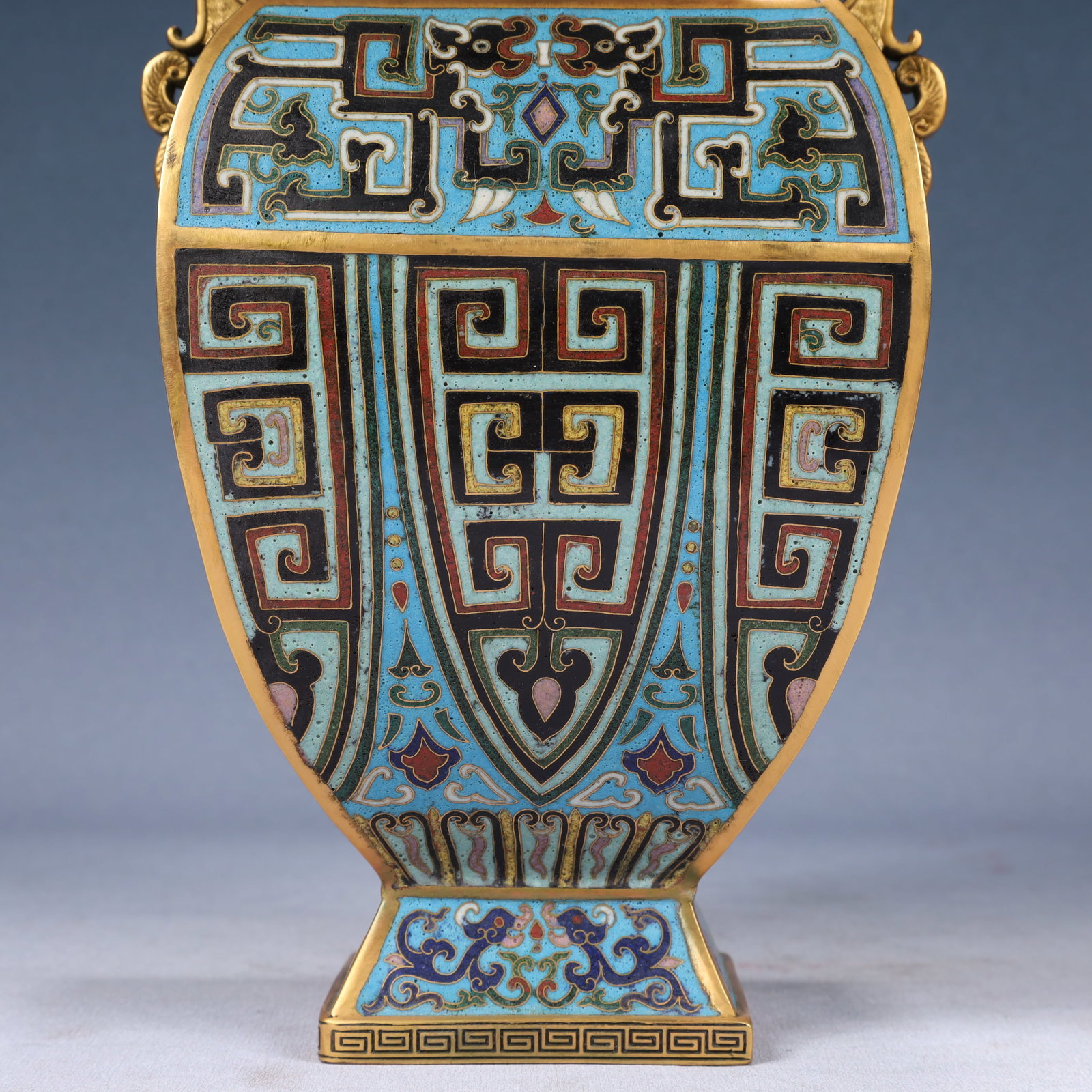 A Pair of Rare Cloisonne Chi-Dragon Pattern Dragon-Ears Vases - 7
