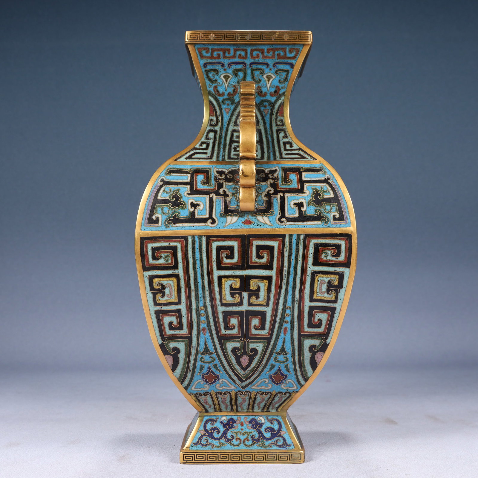 A Pair of Rare Cloisonne Chi-Dragon Pattern Dragon-Ears Vases - 9