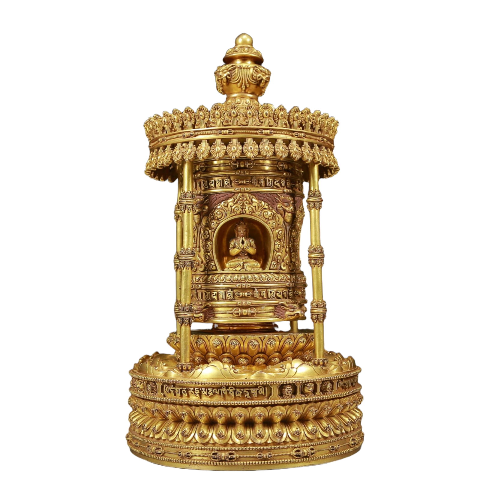 A solemn gilt-bronze Sakyamuni Buddha Pagoda: Estimated Value:48000-96000 A solemn gilt bronze Buddha statue of Gautama Buddha with mark, Ming Dynasty, China. The face of the Buddha has a calm, kind and serene expression, and the hands and