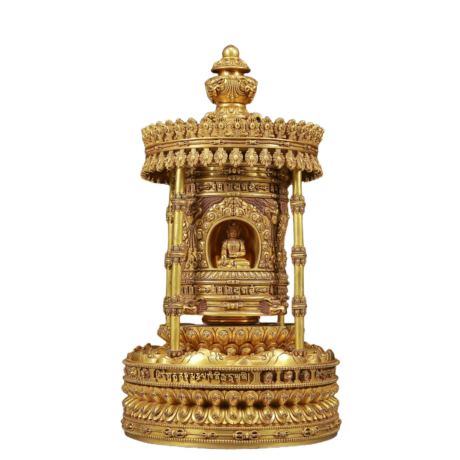 A solemn gilt-bronze Sakyamuni Buddha Pagoda - 3