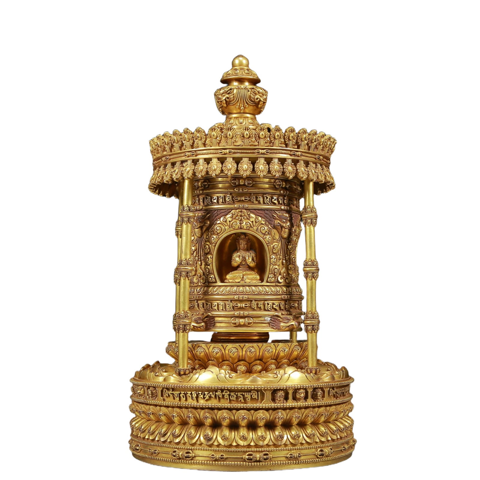 A solemn gilt-bronze Sakyamuni Buddha Pagoda - 4