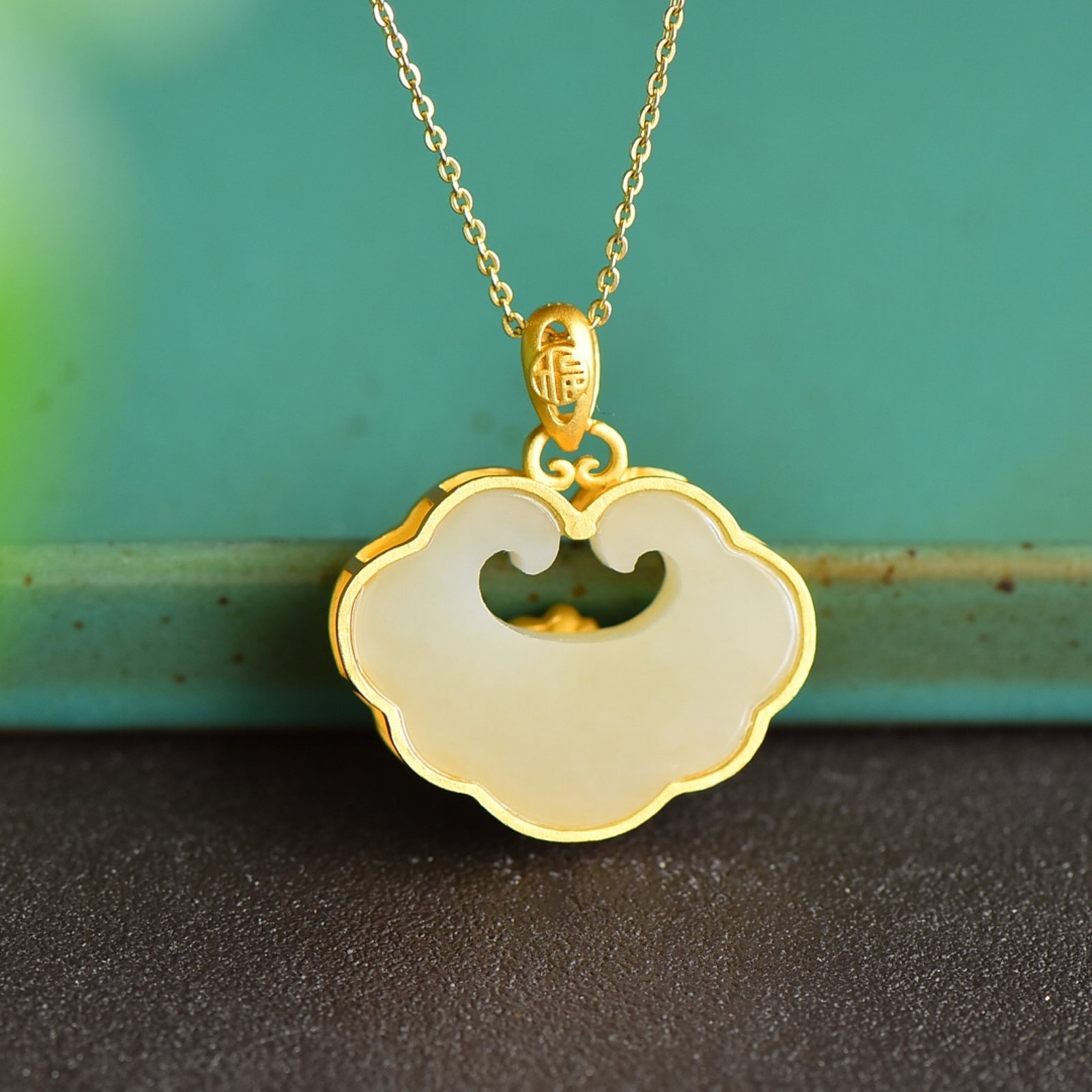 An Exquisite Sterling Silver-Gold Plated Inlaid White Jade Enamel Pendant - 5