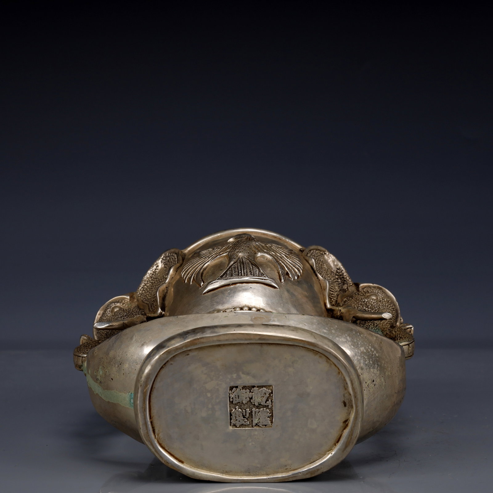 An Exquisite Silver-Plated Bronze Eagle Pattern Elephant-Ears Censer - 11