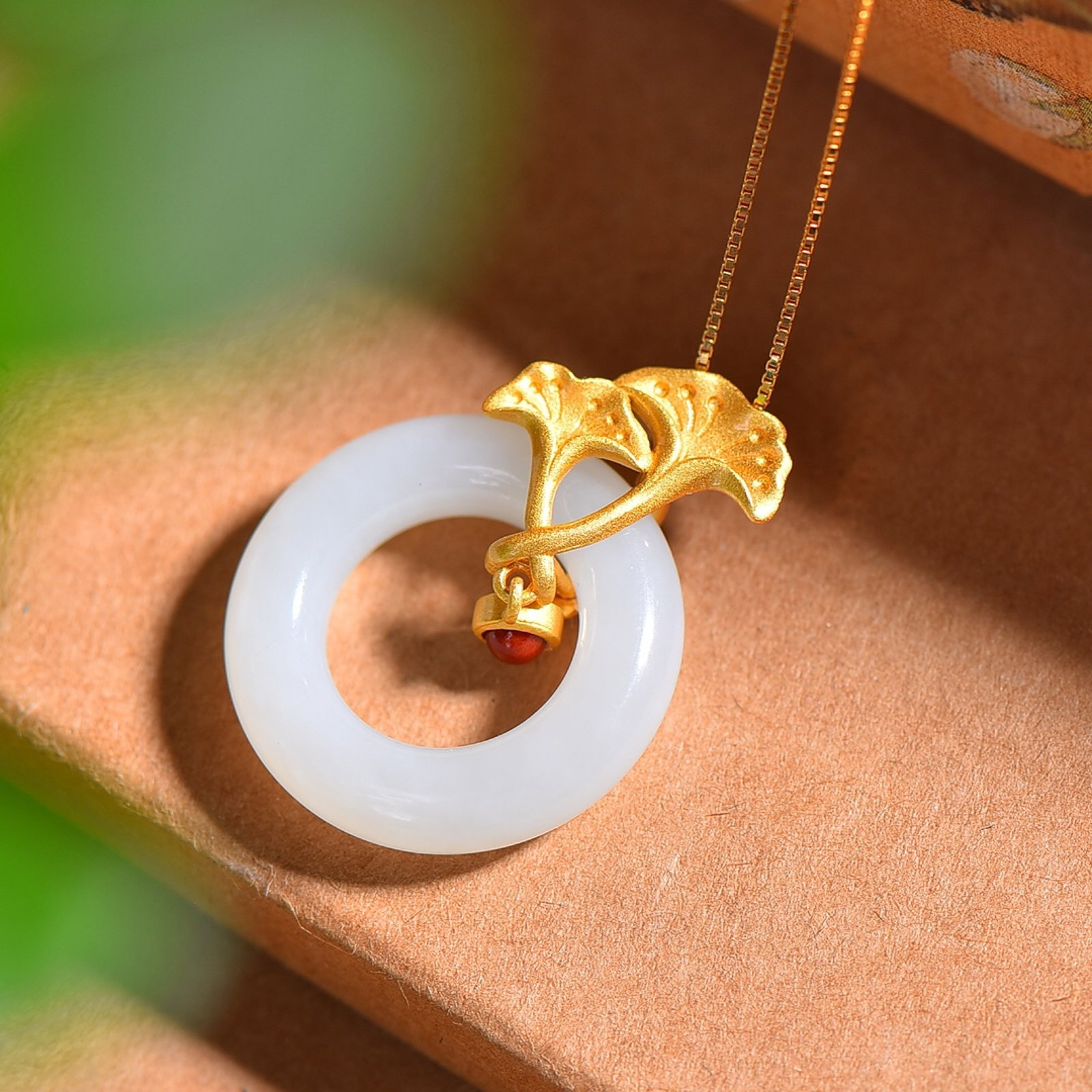 An Exquisite Sterling Silver-Gold Plated Inlaid White Jade Pendant - 3