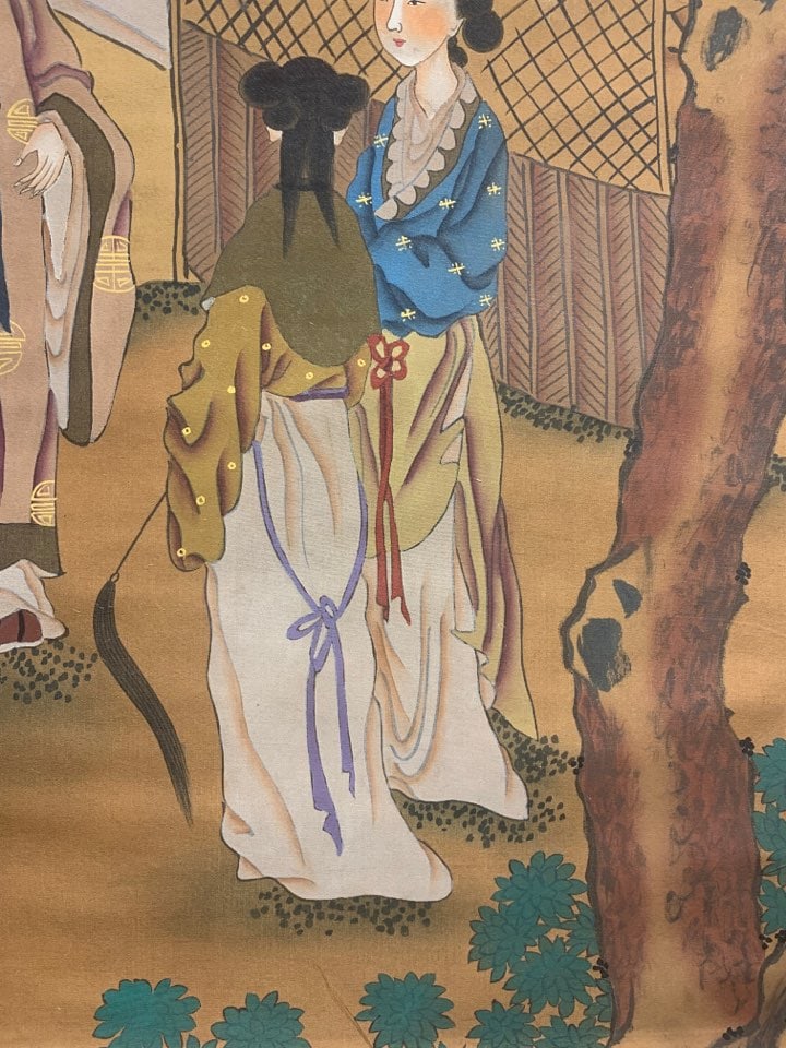 A Chinese Vertical Scroll Ink Painting of Landscape and Figure on Silk,Tang Yin - 14