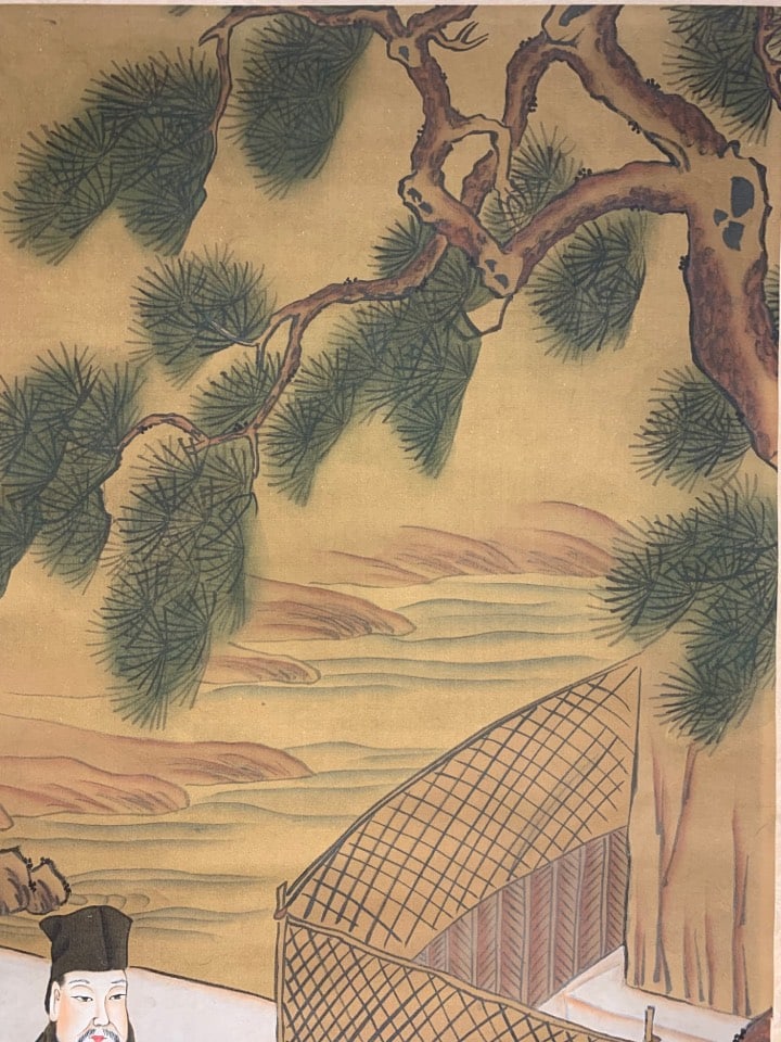A Chinese Vertical Scroll Ink Painting of Landscape and Figure on Silk,Tang Yin - 3
