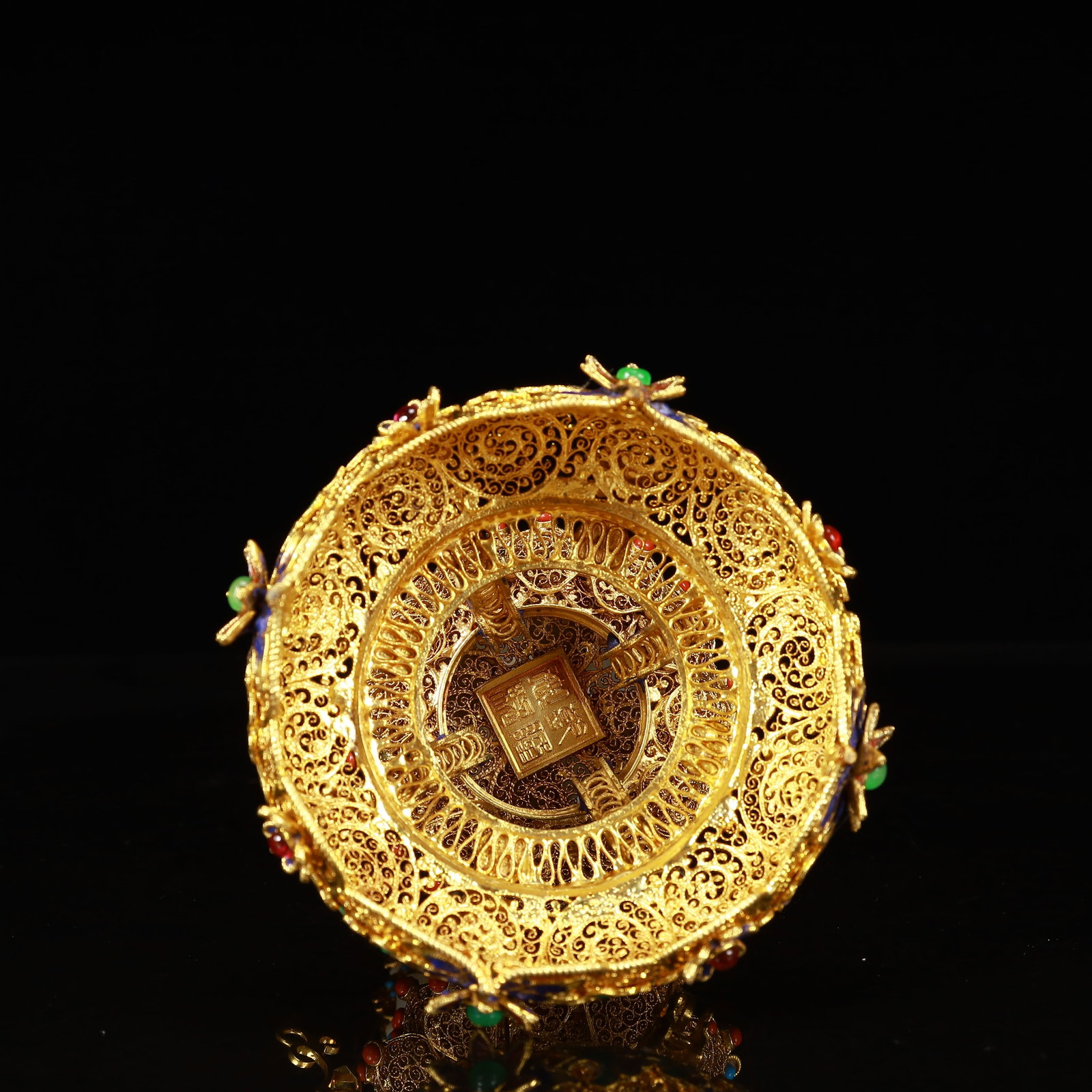 An Exquisite Filigree and Gilding Inlaid White Jade Double-Ears Bottle,Inlaid Gems - 14