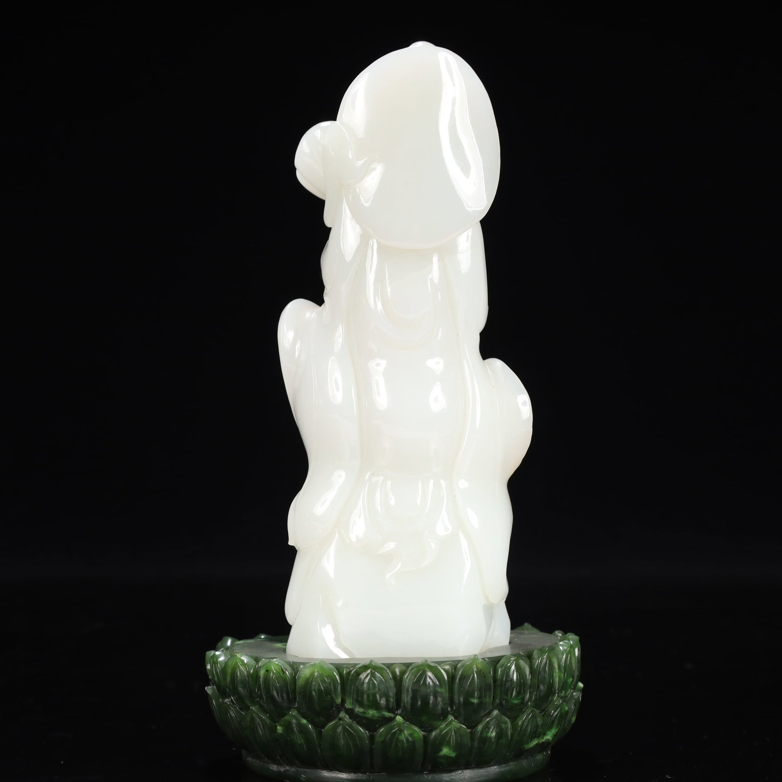 An Exquisite White Jade Statue of Avalokitesvara,With Jasper Base - 12