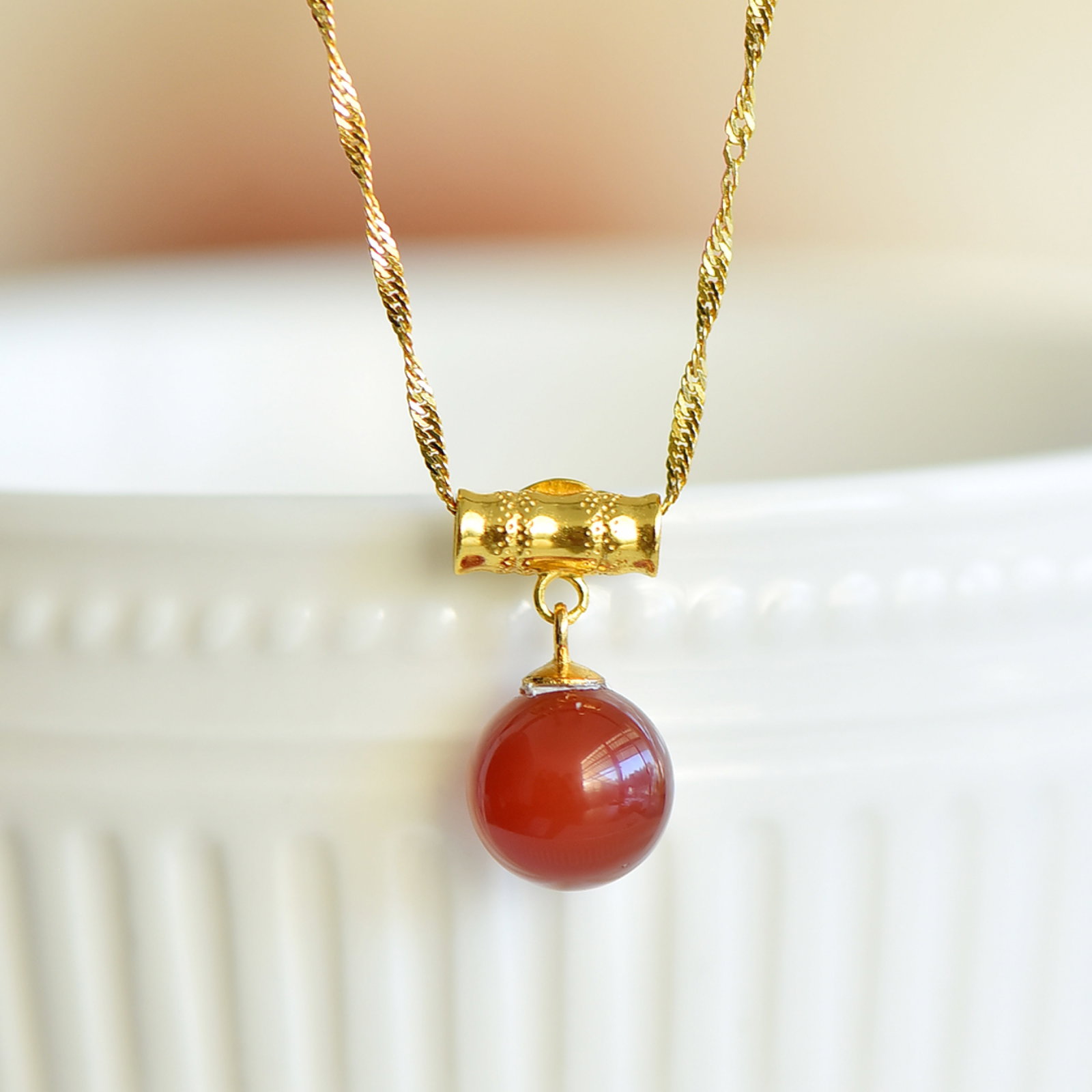 An Exquisite Sterling Silver-Gold Plated Inlaid Agate Enamel Pendant - 5