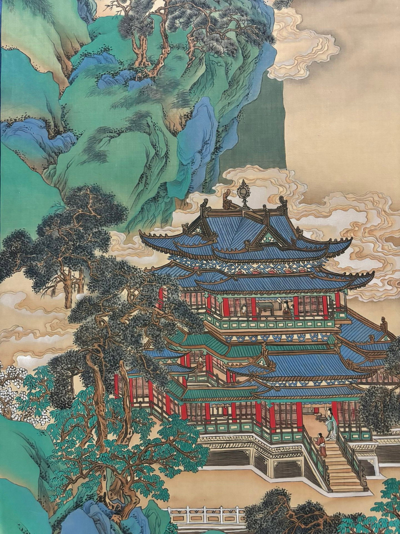 A Chinese Vertical Scroll Ink Painting of Landscape on Silk,Zhang Daqian - 5