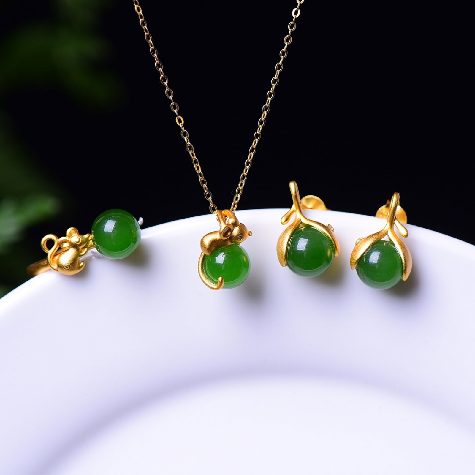 A Set of Fine Sterling Silver-Gold Plated Inlaid Jasper Jewelrys - 2