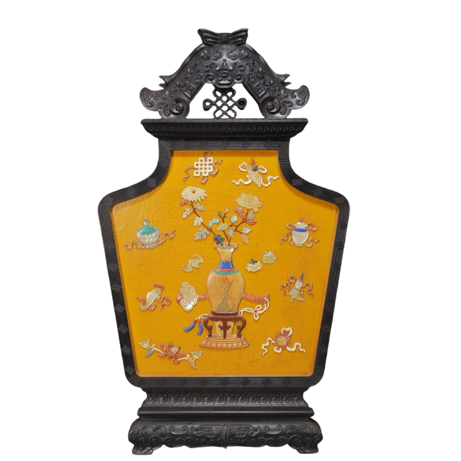 A Exquisite A pair of Zitanwood Inlaid Gems Eight Treasures Pattern Flower Pattern Beast-Face Pat... - 2
