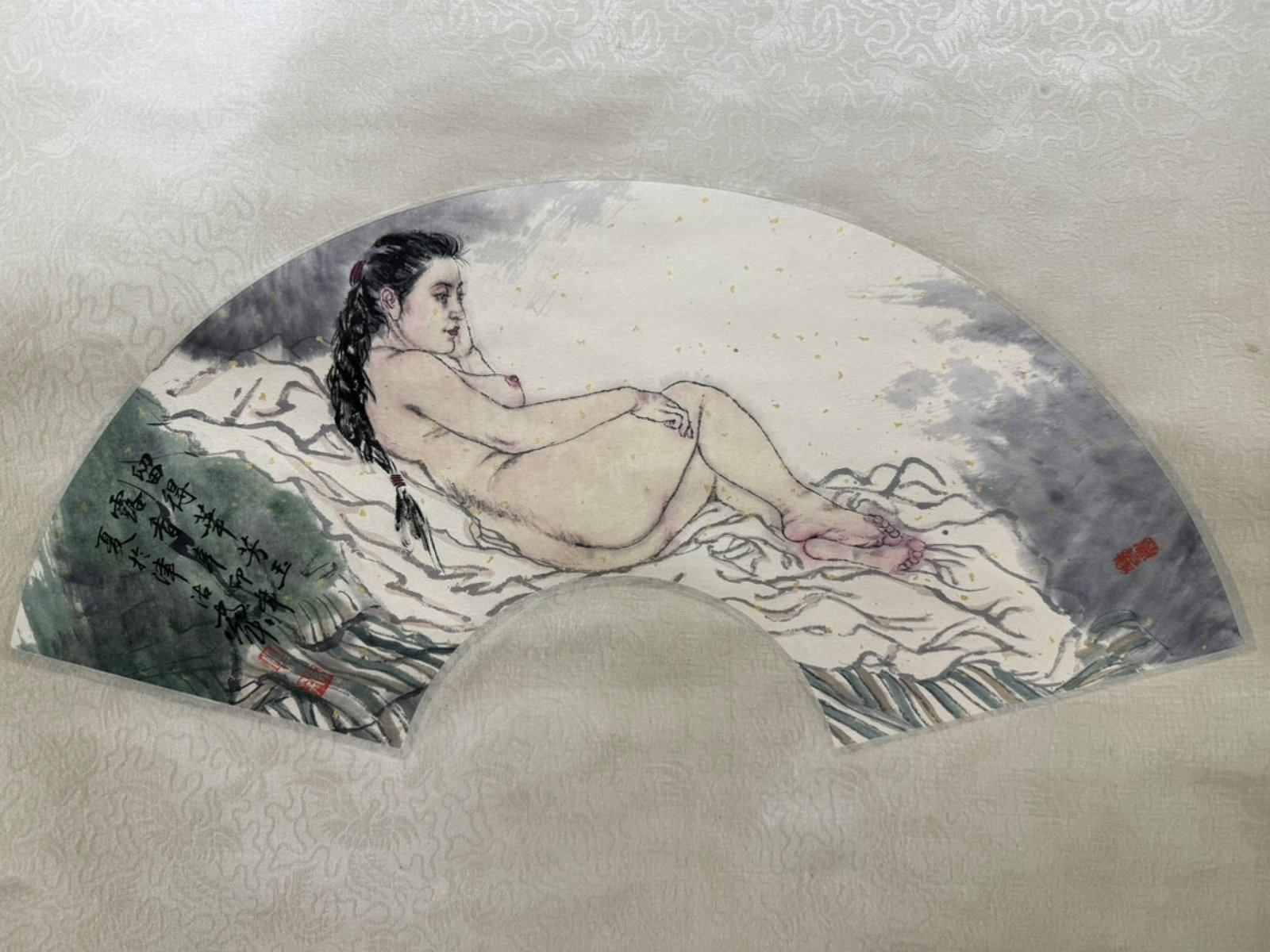 A Chinese Vertical Scroll Ink Painting of Figure on Paper,He Jiaying - 3