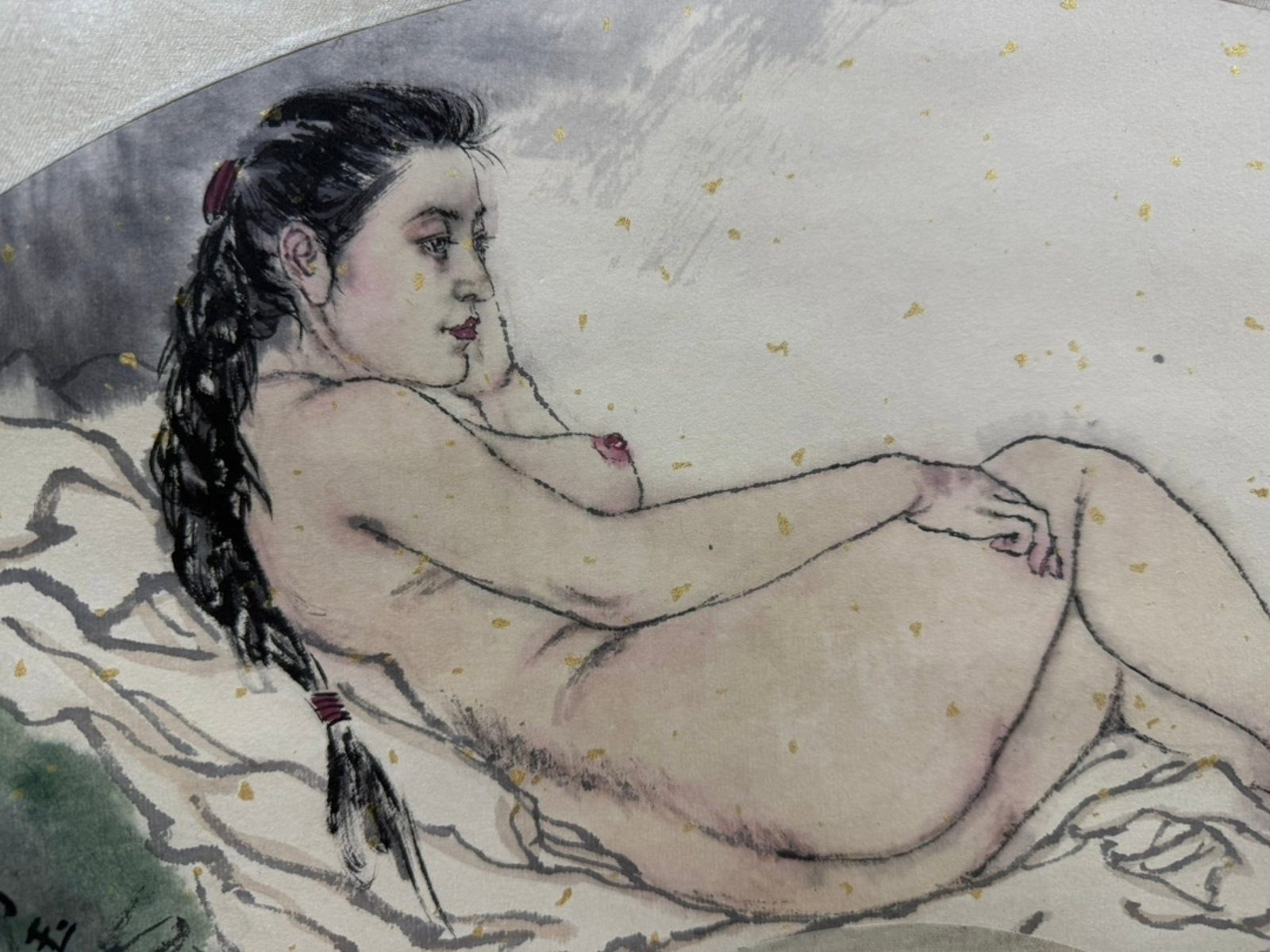 A Chinese Vertical Scroll Ink Painting of Figure on Paper,He Jiaying - 4
