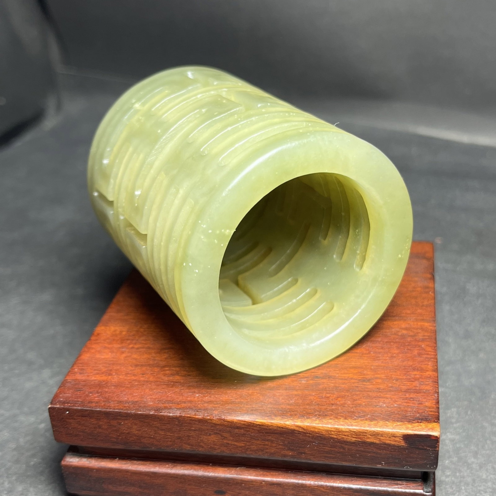 An Exquisite Yellow Jade Hollow Xi-Character Pattern Brush Pot - 7