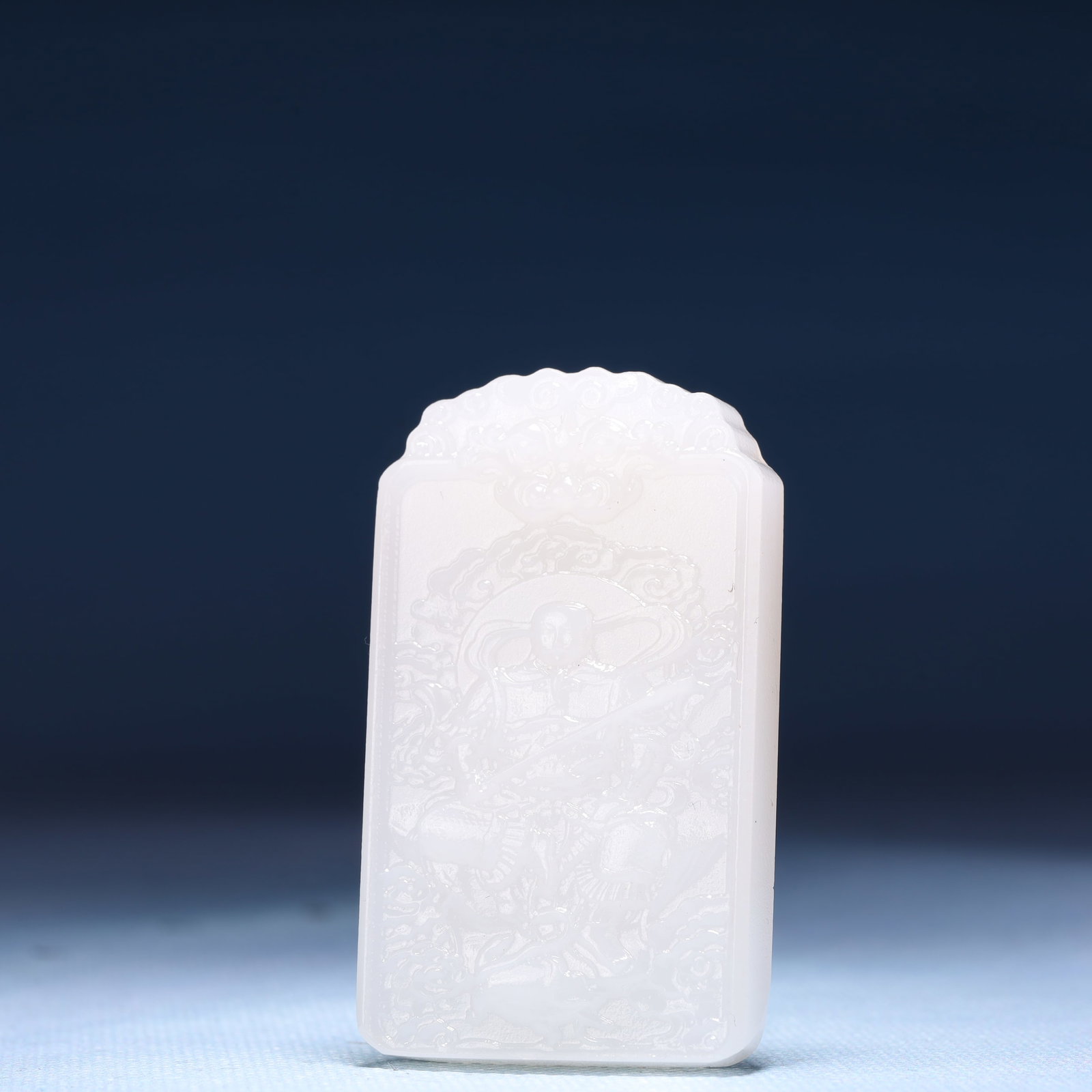 An Exquisite White Jade Statue of Mammon Pendant - 2