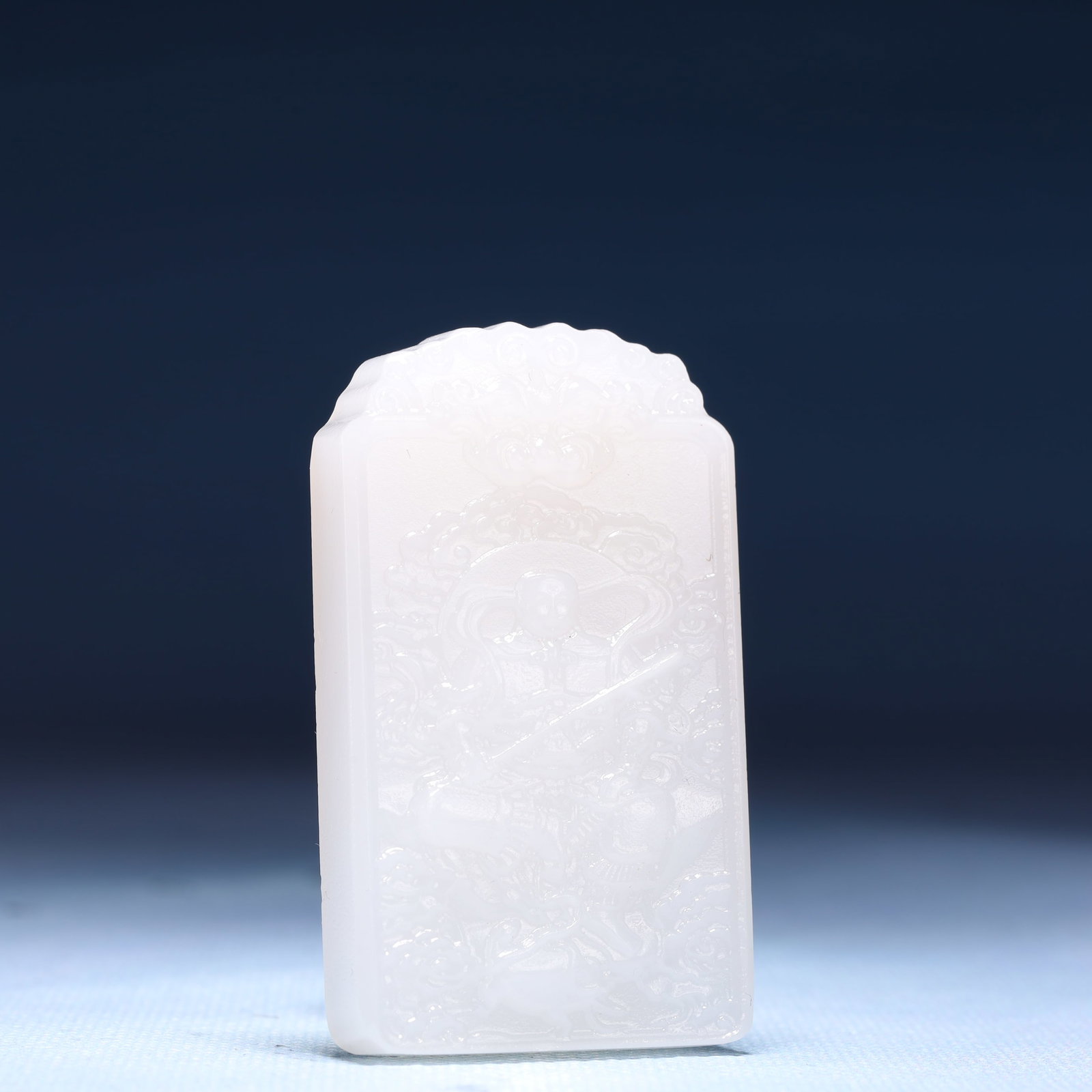An Exquisite White Jade Statue of Mammon Pendant - 3