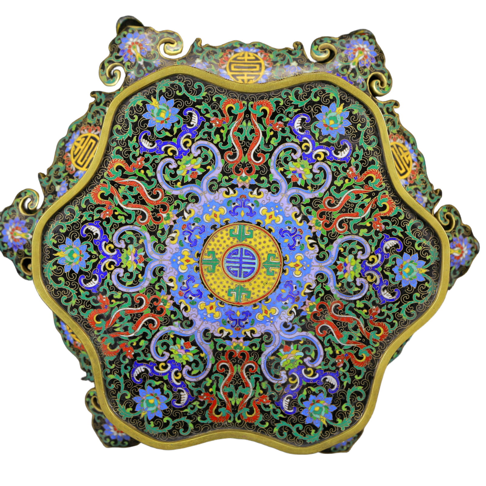 A Pair of Huge Cloisonne Auspicious Cloud and Crane Pattern Stools - 10