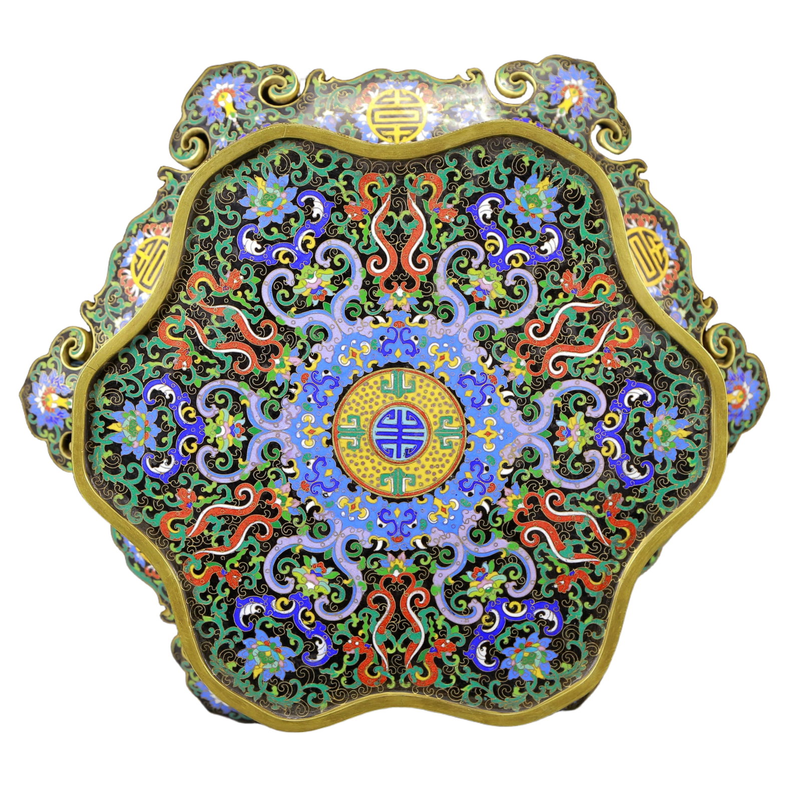 A Pair of Huge Cloisonne Auspicious Cloud and Crane Pattern Stools - 19