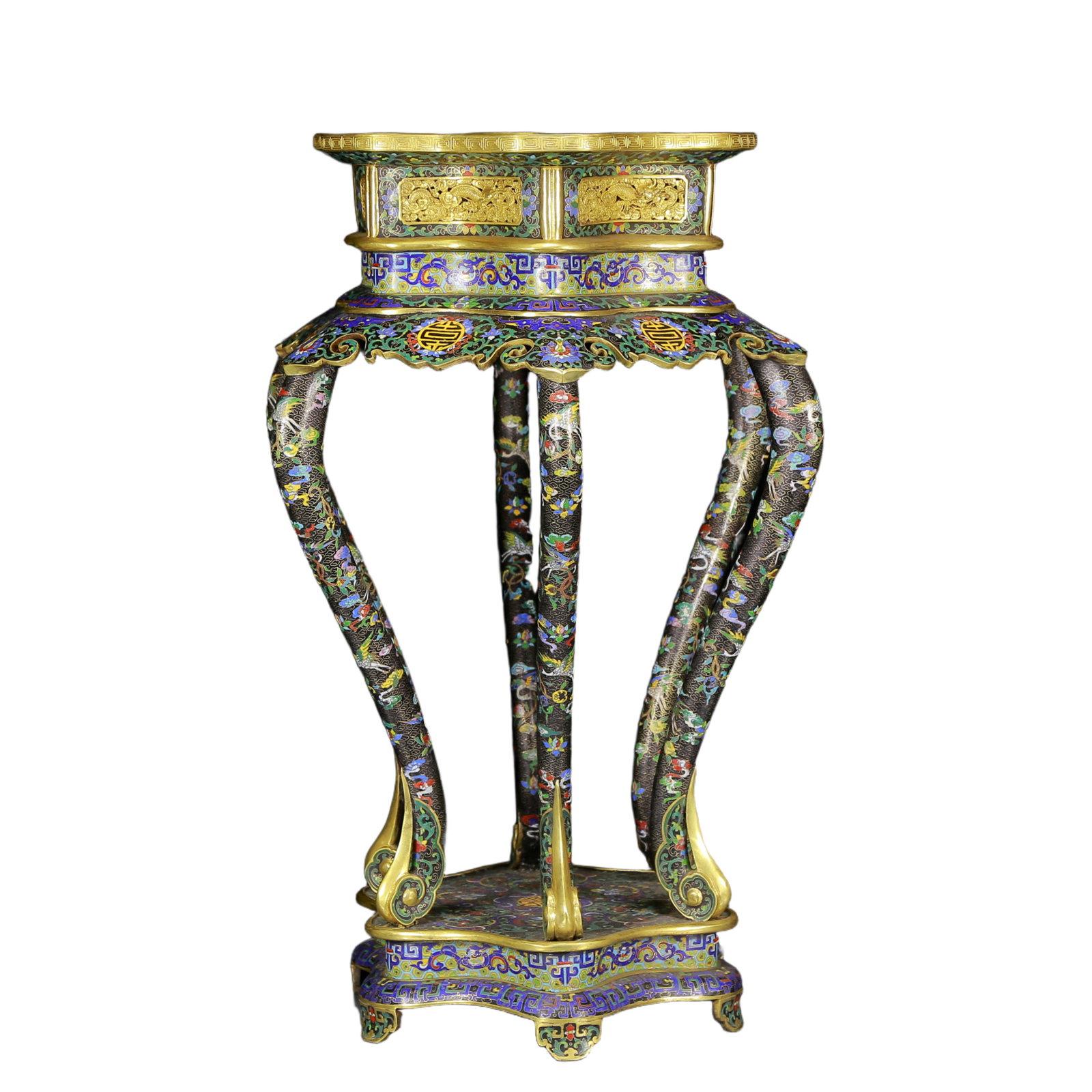 A Pair of Huge Cloisonne Auspicious Cloud and Crane Pattern Stools - 3
