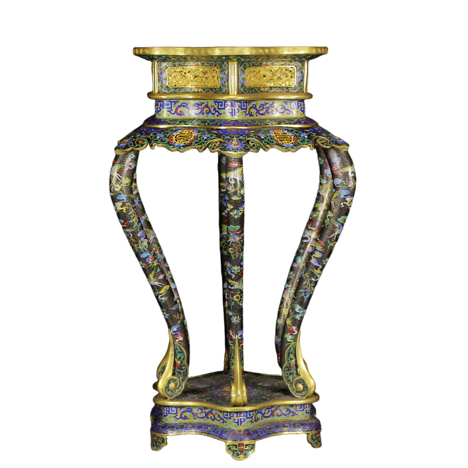 A Pair of Huge Cloisonne Auspicious Cloud and Crane Pattern Stools - 4