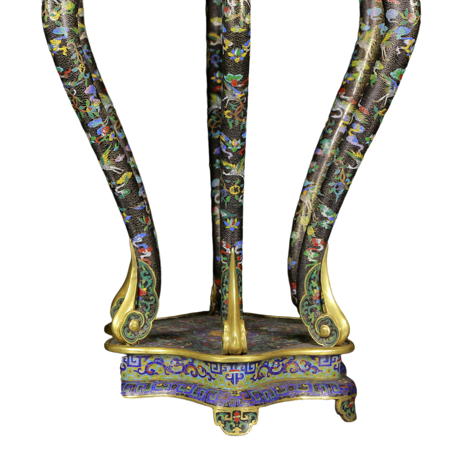 A Pair of Huge Cloisonne Auspicious Cloud and Crane Pattern Stools - 6