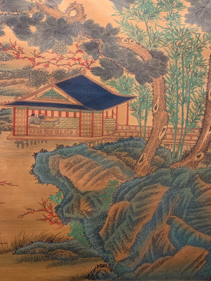 A Chinese Vertical Scroll Ink Painting of Landscape and Figure on Silk,Dong Qichang - 14