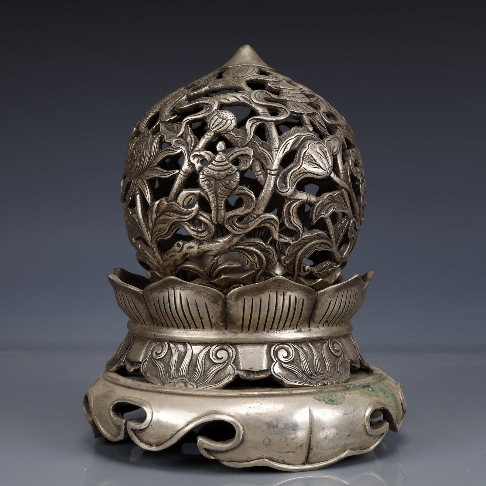 An Exquisite Silver-Plated Bronze Eight Treasures Pattern Censer - 4