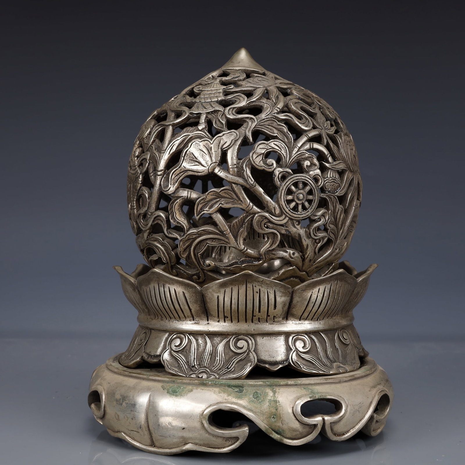An Exquisite Silver-Plated Bronze Eight Treasures Pattern Censer - 5