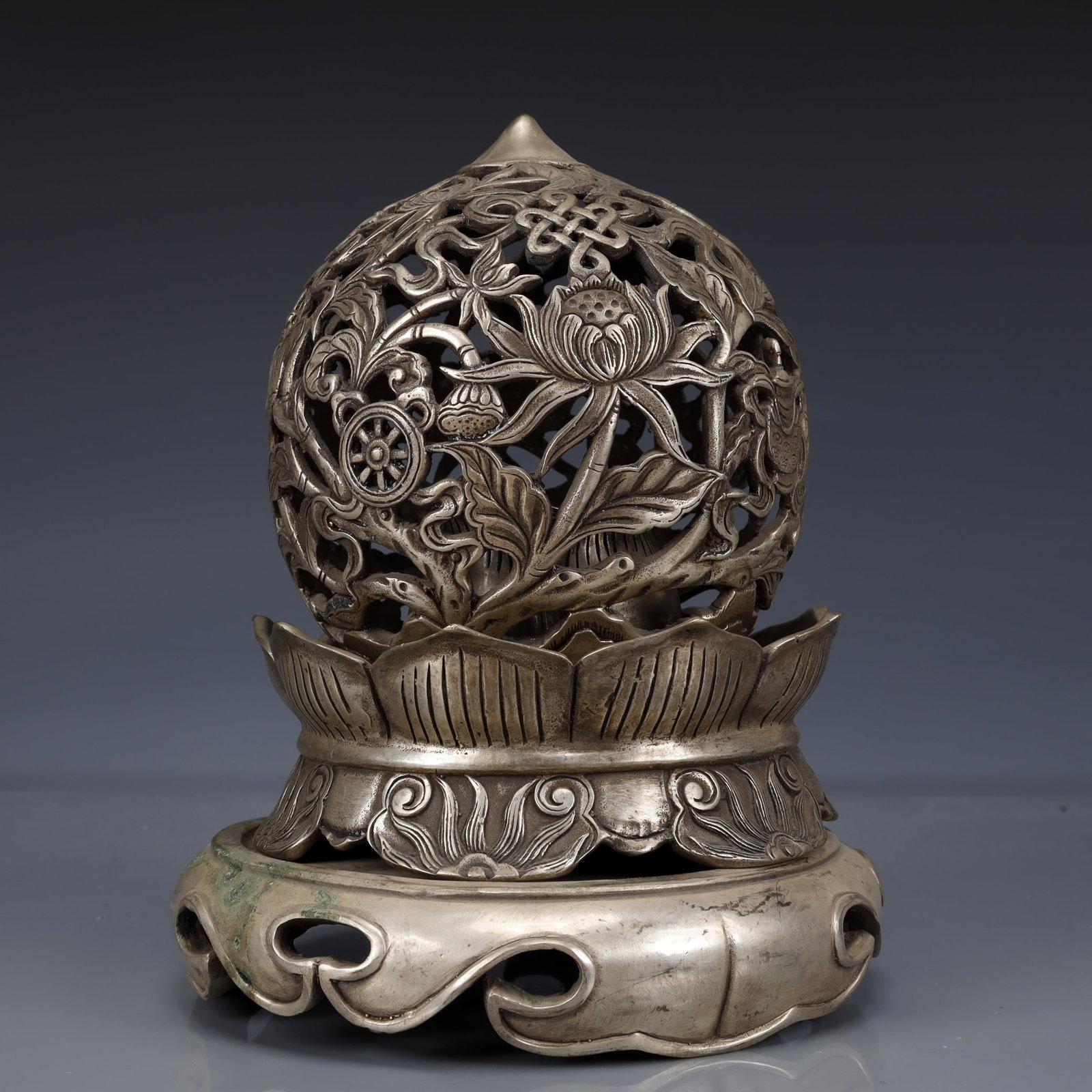 An Exquisite Silver-Plated Bronze Eight Treasures Pattern Censer - 6
