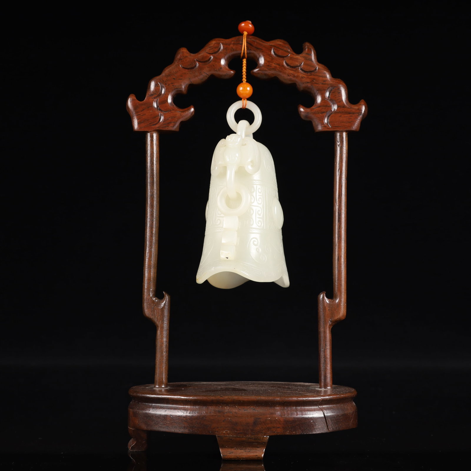 An Exquisite White Jade Trigram Pattern Chime - 5