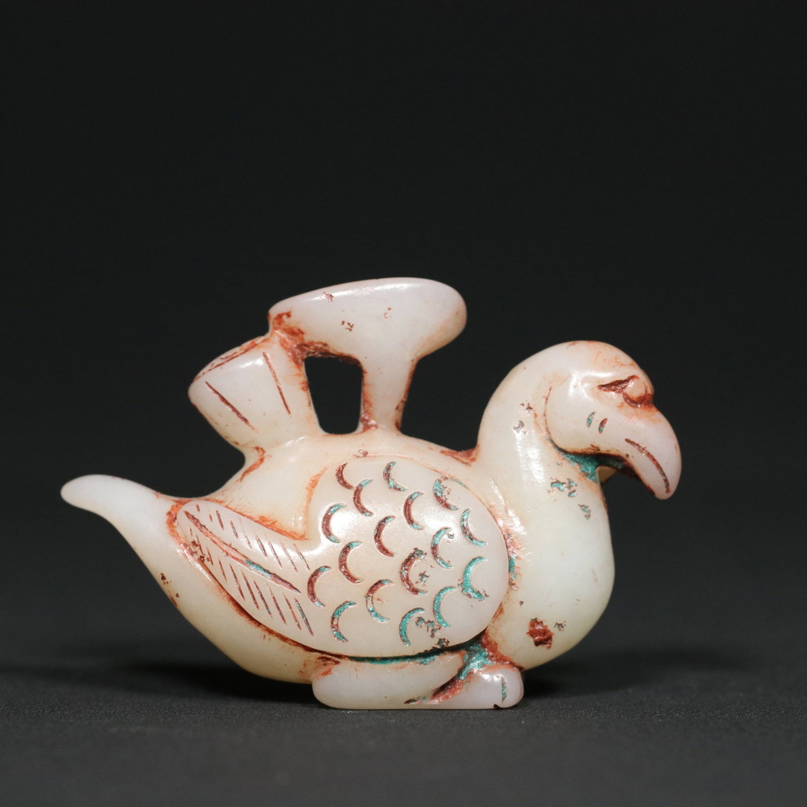 An Exquisite White Jade Goose Pendant - 2