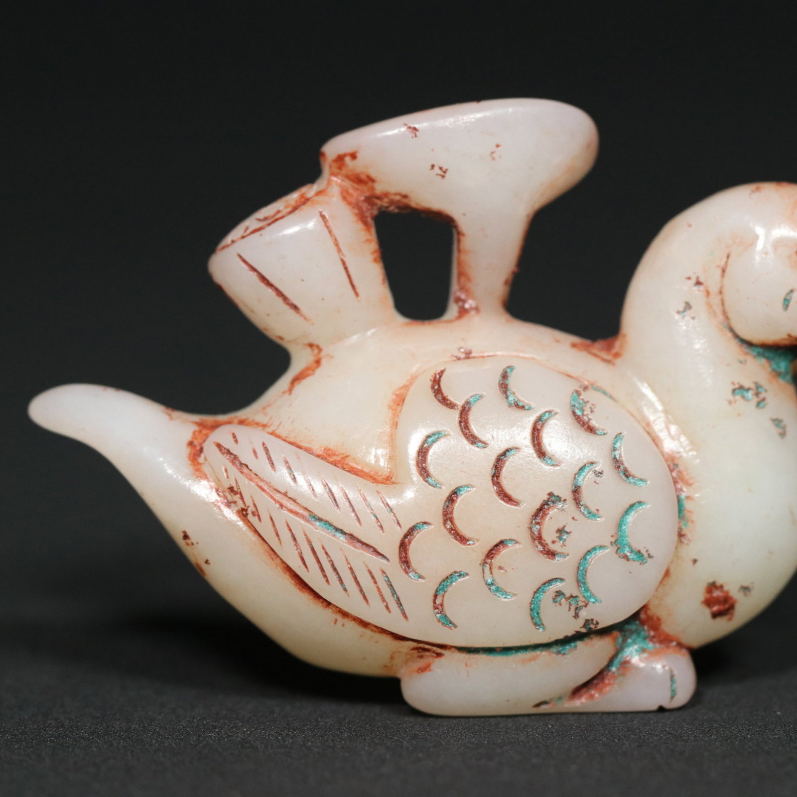 An Exquisite White Jade Goose Pendant - 9
