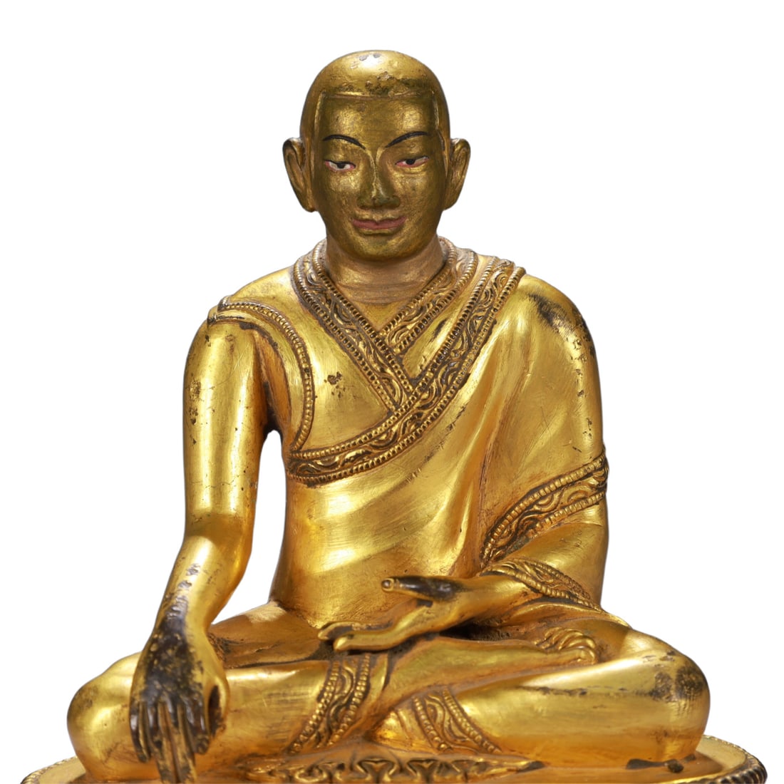 A Solemn Gilt Bronze Statue of Guru - 2