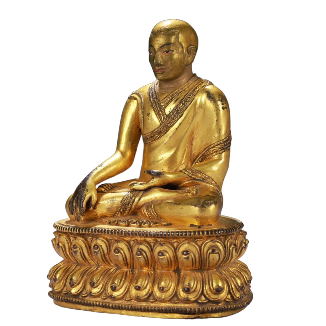 A Solemn Gilt Bronze Statue of Guru - 3