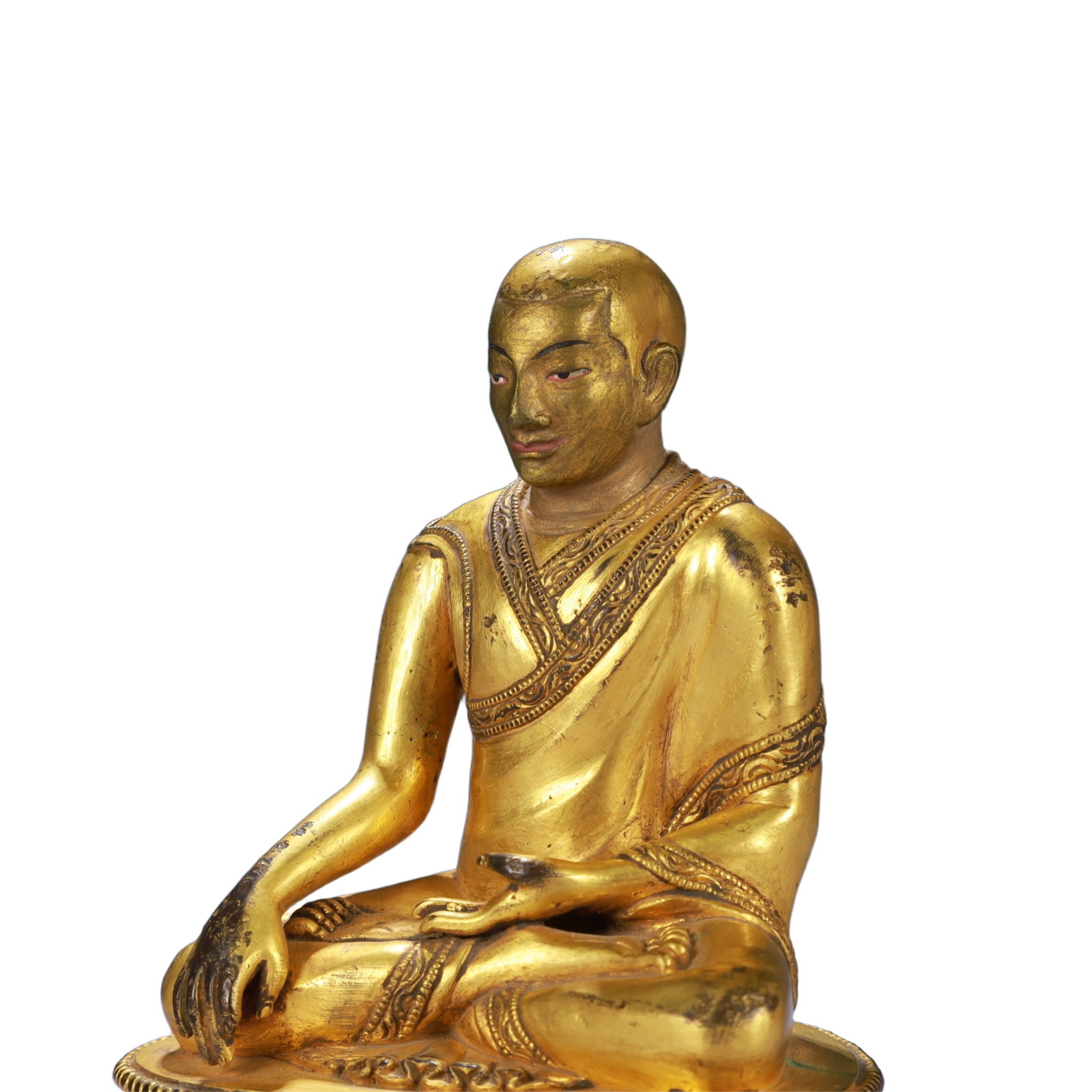 A Solemn Gilt Bronze Statue of Guru - 4